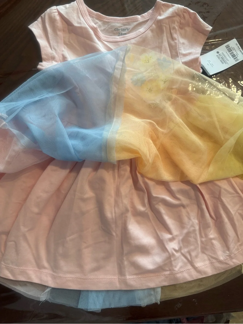 Carter's Pastel Tulle Dress with Floral Bodice